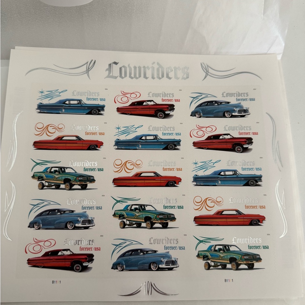Lowriders Forever stamps, a commemorative collectible series issued by the USPS.